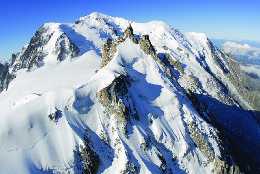 Fresh snow on the Mont Blanc massif above Chamonix