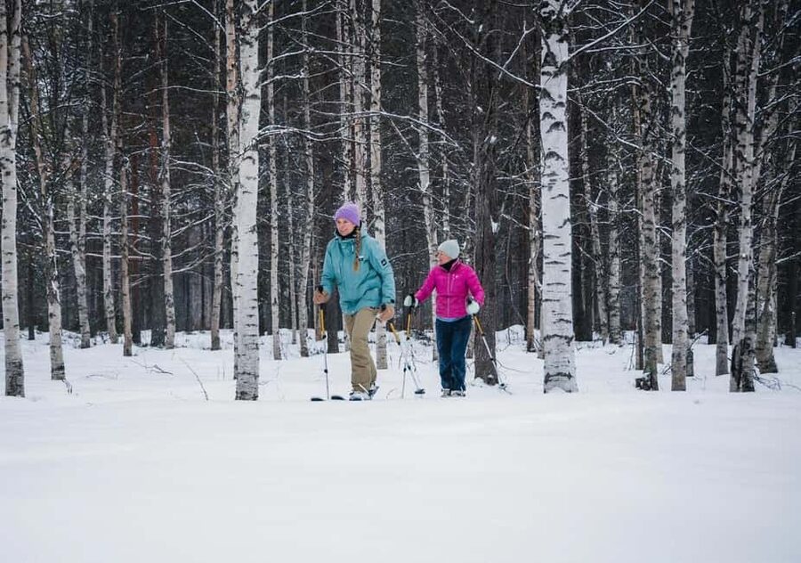 Pyhä: Skiing Tour in Arctic Forest - Getting comfortable on wide Arctic skis